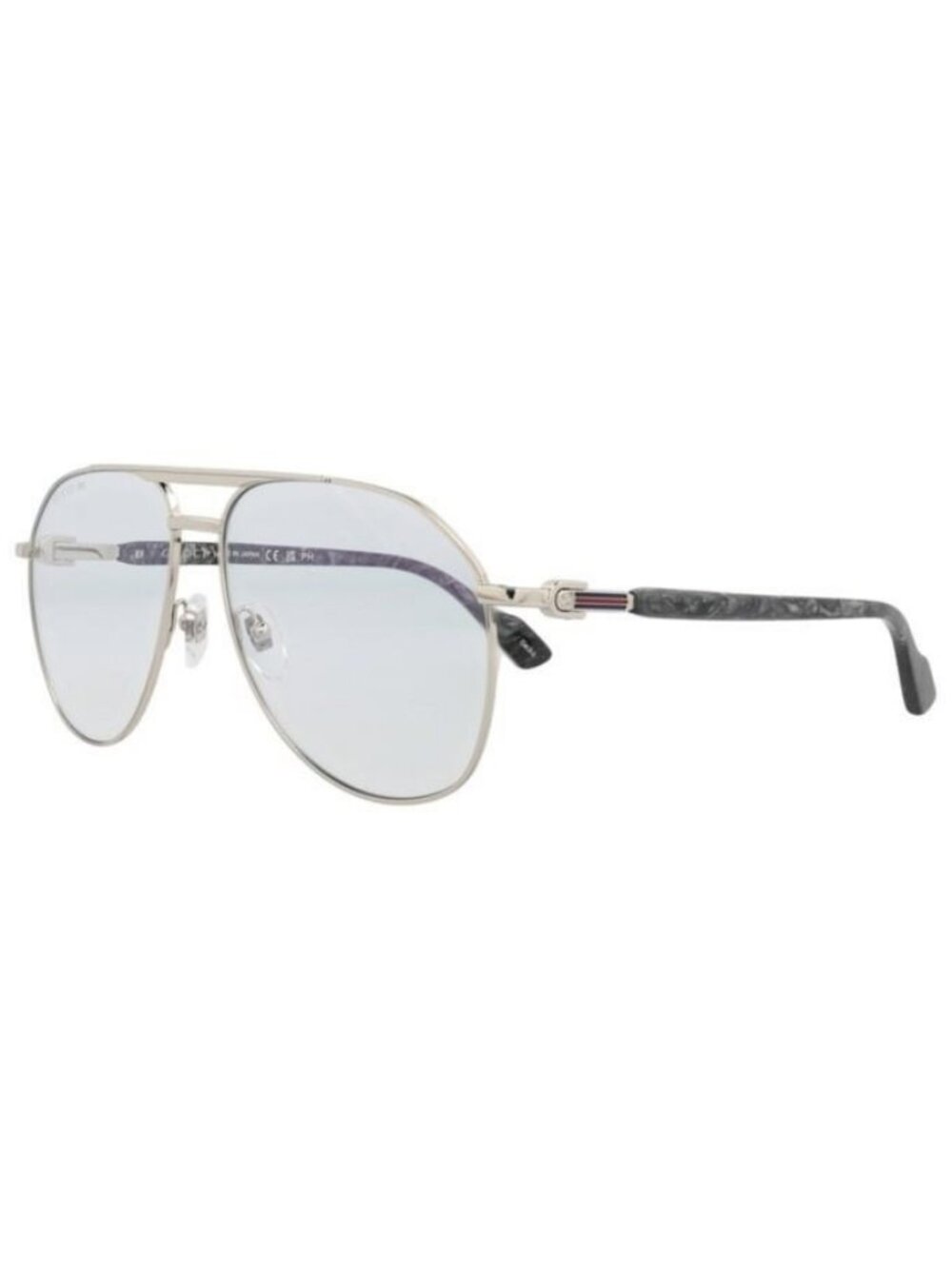 New Gucci Mens Aviator Silver Silver Transparent Fashion Designer Eyeglasses